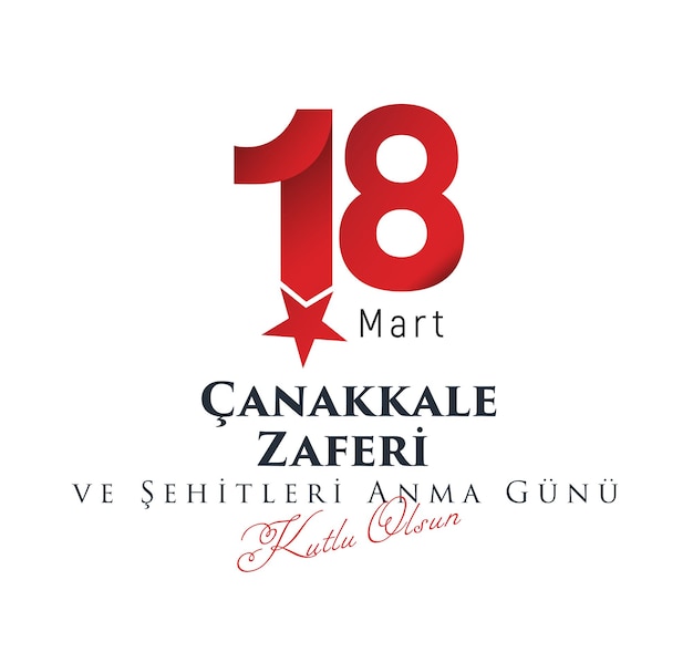 Vecteur fête nationale turque du 18 mars 1915, le jour du monument à la victoire des ottomans à canakkale.