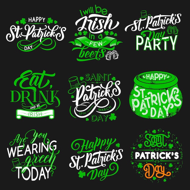 Vecteur fête de patrick day icônes de vacances traditionnelles irlandaises