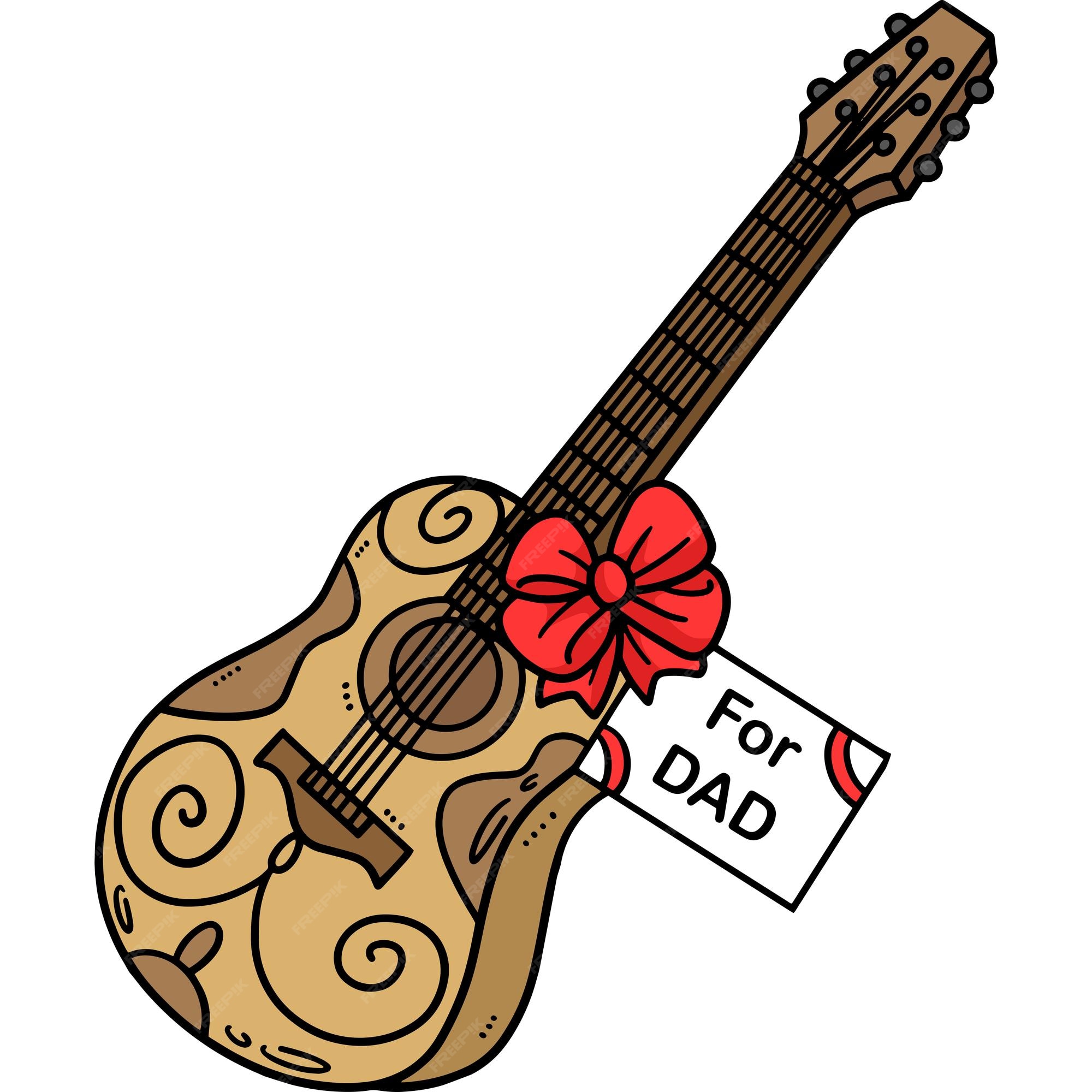 Fête Des Pères, Cadeau, Guitare, Dessin Animé, Coloré Clipart