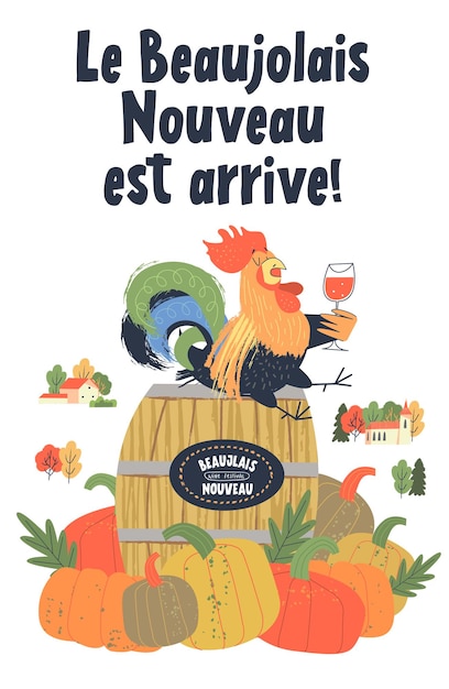 Fête Des Vins Du Beaujolais Nouveau Illustration Vectorielle