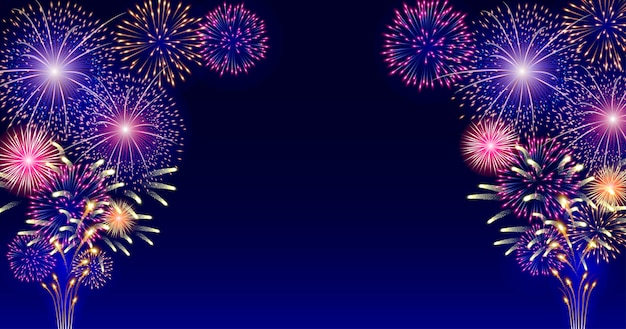 Feu d'artifice coloré sur fond bleu foncé