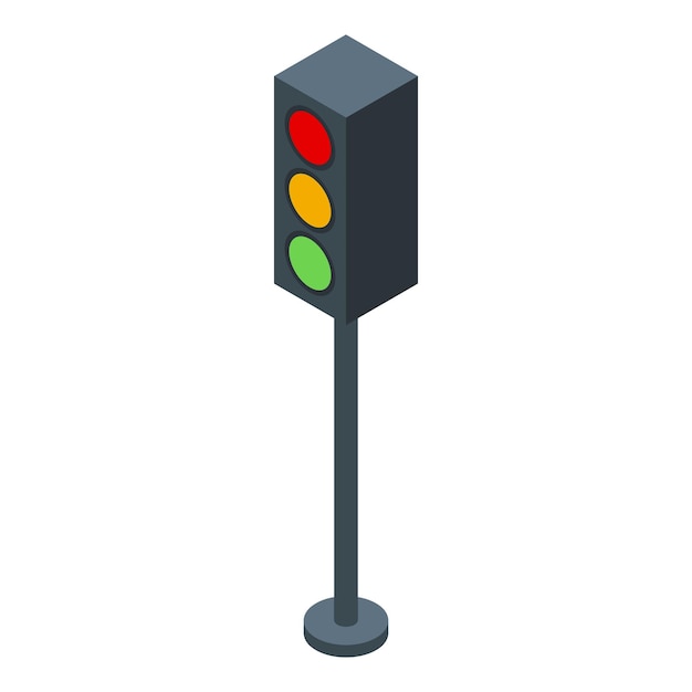 Feu de circulation isométrique montrant le vert