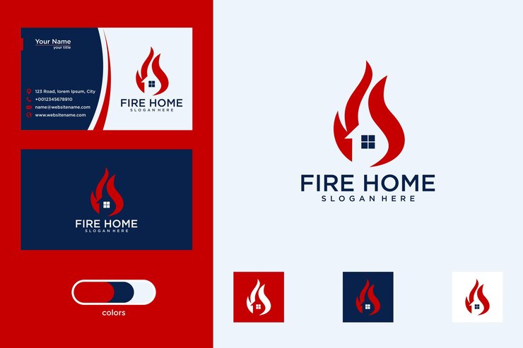 Feu avec la conception de logo moderne à la maison