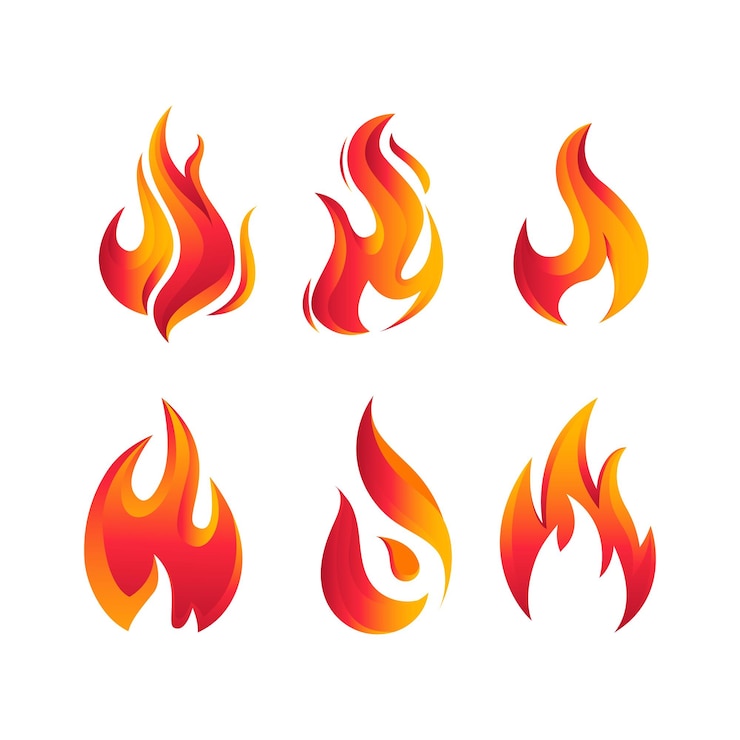 Vecteur le feu des dessins animés les frontières le cadre des flammes les séparateurs ardents les bannières en flammes chaudes