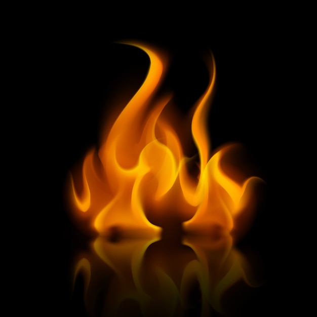 Feu de flamme orange jaune feu de joie sur fond