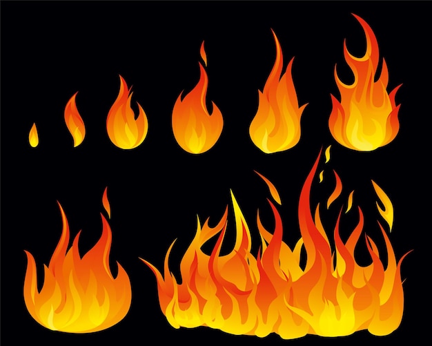 Feu Flamme Petit Grand Jeu D'Icônes