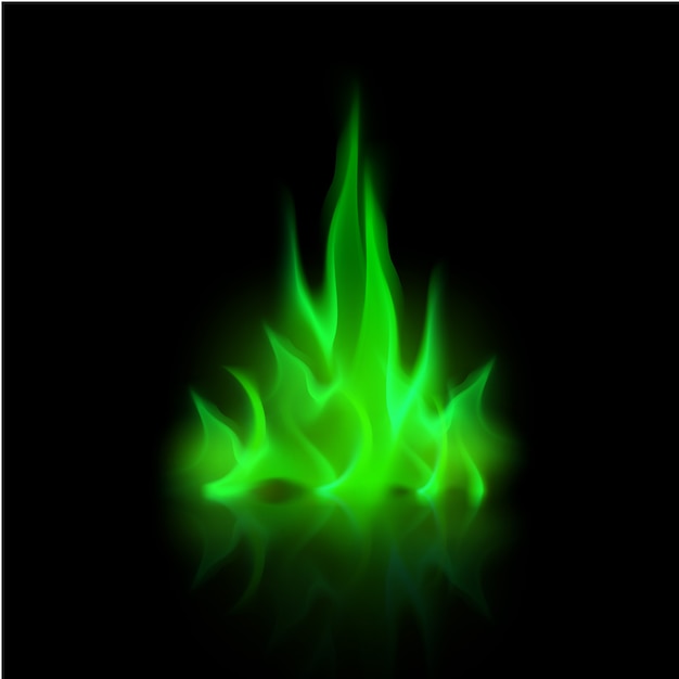 Vecteur feu de joie flamme feu magique vert vecteur