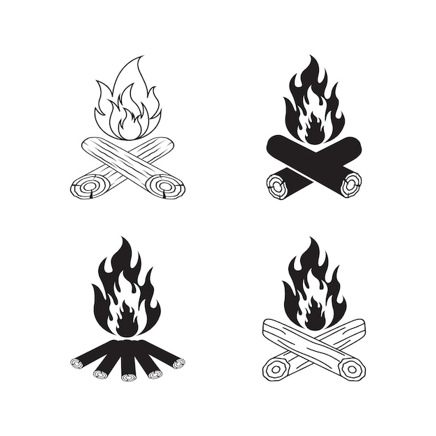 Feu De Joie Logo Icône Modèle De Conception Vecteur