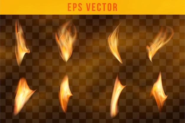 Vecteur feu mis effet réaliste vecteur eps lueur modifiable feux objet isolé