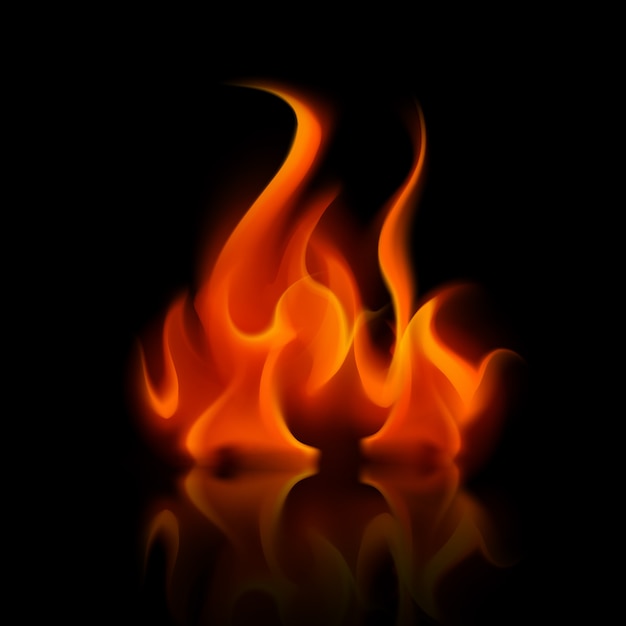 Feu rouge feu de flamme isolé sur fond