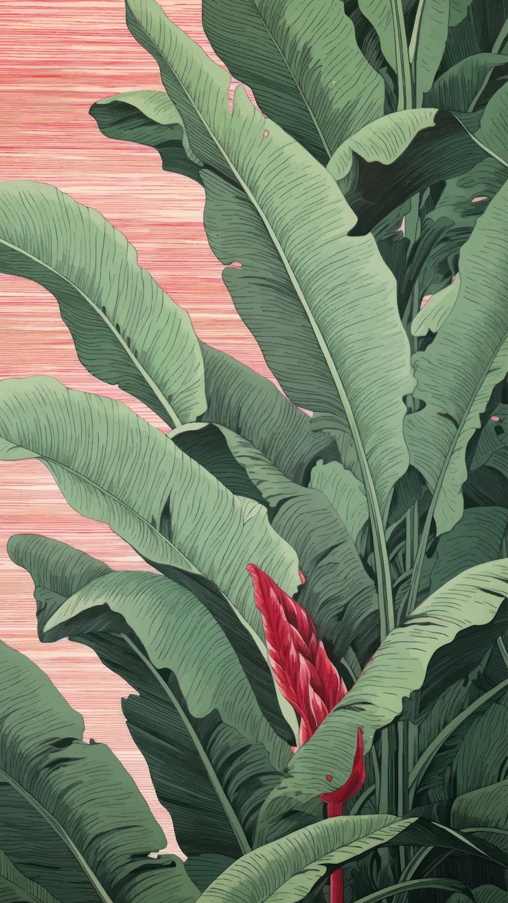 Vecteur le feuillage tropical avec un fond vibrant