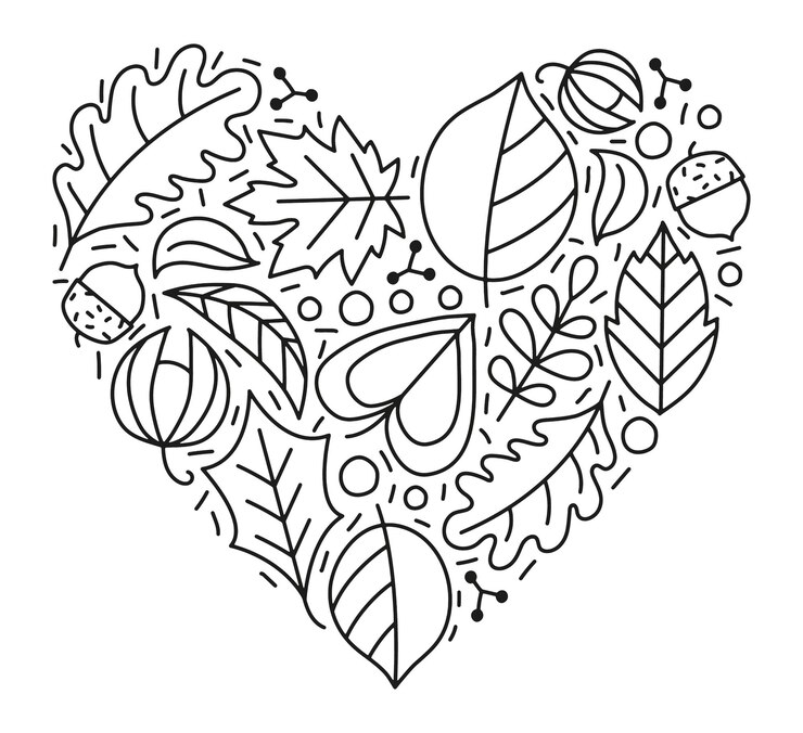 Vecteur feuille d'automne coeur vector illustration