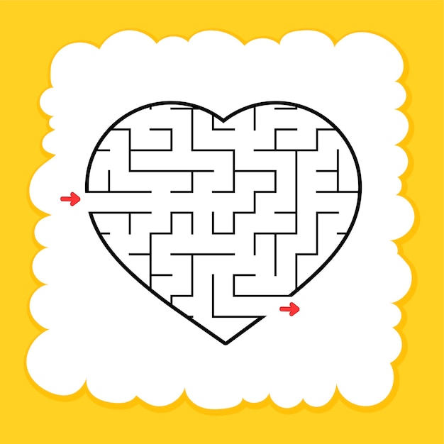 feuille de calcul coeur labyrinthe pour les enfants