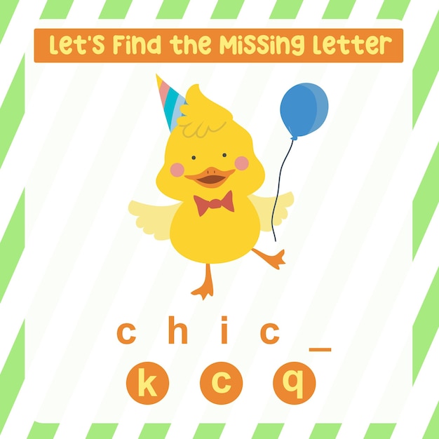 Feuille de calcul lettre manquante. Complétez les lettres des noms d'animaux en anglais. Jeu éducatif pour enfants.