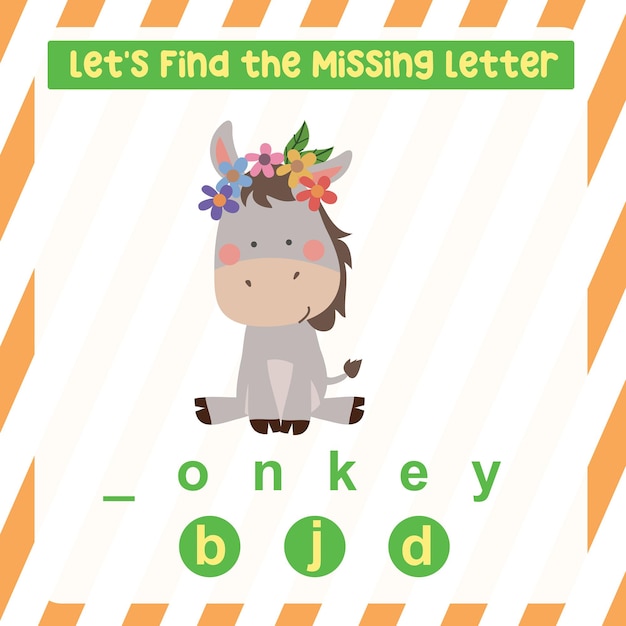 Feuille de calcul lettre manquante. Complétez les lettres des noms d'animaux en anglais. Jeu éducatif pour enfants.
