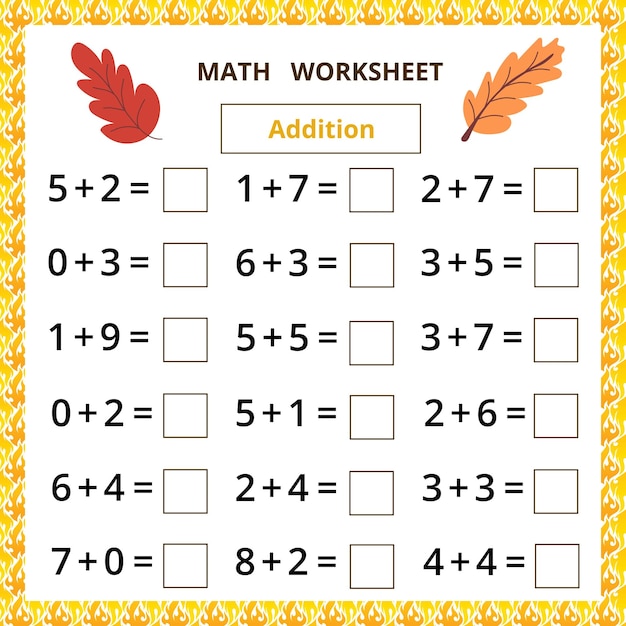 Feuille De Calcul Mathématiqueaddition