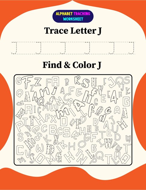 Feuille De Calcul De Traçage De L'alphabet Avec La Lettre J