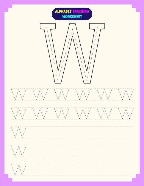 Feuille De Calcul De Traçage De L'alphabet Avec La Lettre W