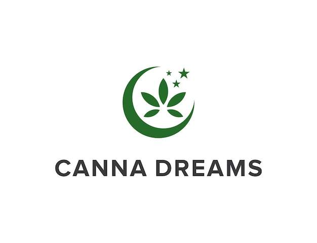 Feuille De Cannabiz Avec Lune Et étoiles Conception De Logo Moderne Géométrique Créatif Simple Et élégant