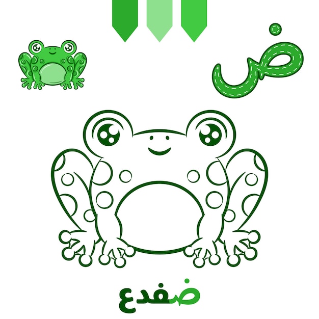 Feuille De Croquis Alphabet Lettre Arabe Imprimable Apprenant La Lettre Arabe Avec Une Grenouille à Colorier