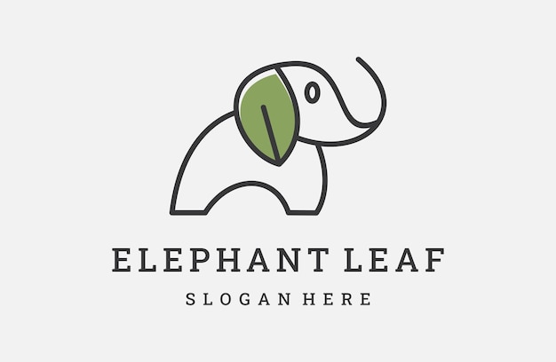 Feuille éléphant Logo Icône Modèle De Conception Illustration Vectorielle