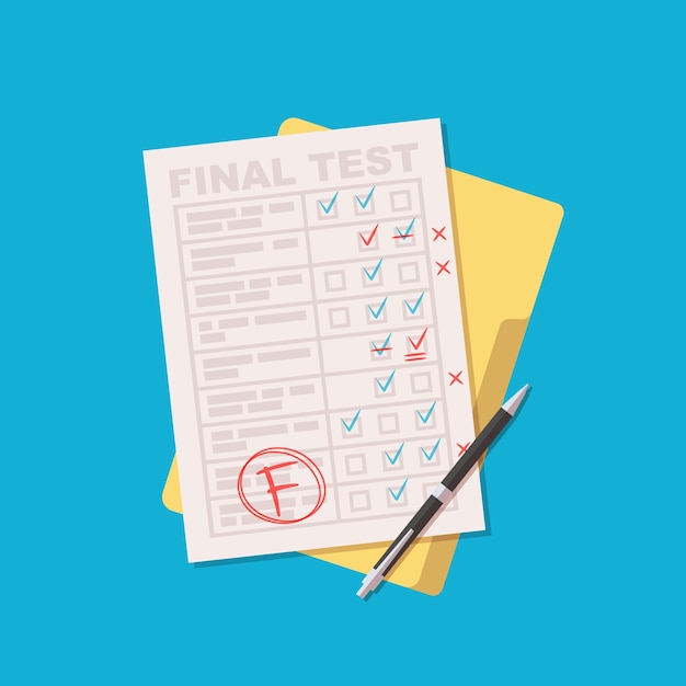 Feuille d'examen avec test d'éducation de qualité F