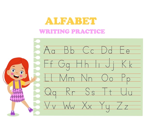 Feuille D'exercice De Traçage Des Lettres De L'alphabet Avec Toutes Les Lettres D'alphabet Pratique D'écriture De Base Pour Les Enfants De La Maternelle