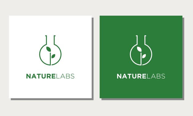 Vecteur feuille laboratoire bouteille nature simple logo design vecteur icône