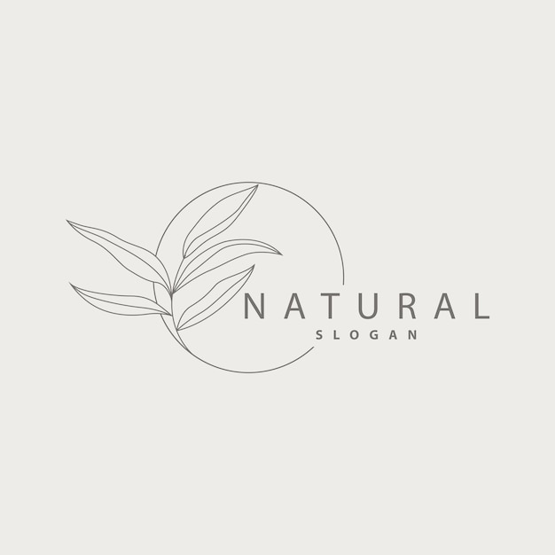 Feuille Ligne Logo Belle Conception Dessinée À La Main Botanique Minimaliste Vecteur Simple Plante Biologique Logo Féminin