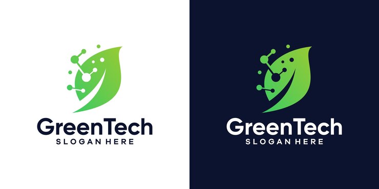 Feuille de modèle de conception de logo tech vert avec conception de technologie de données numériques illustration vectorielle graphique symbole icône créative