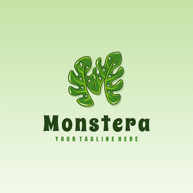 Feuille De Monstera M Lettre Logo Vecteur Icône Illustration Vecteur Premium