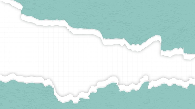 Feuille de papier verte déchirée avec un fond à carreaux