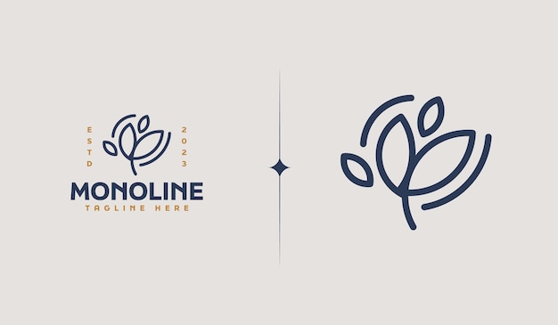 Vecteur feuille plante fleur monoline symbole premium créatif universel signe vectoriel icône logo modèle illustration vectorielle