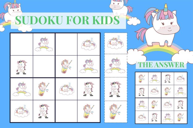 Feuille De Sudoku Pour Enfants Puzzle Logique Pour Enfants Jeu De Puzzle Imprimable Pour Les Enfants D'âge Préscolaire