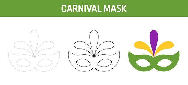 Feuille De Traçage Et De Coloriage Du Masque De Carnaval Pour Les Enfants