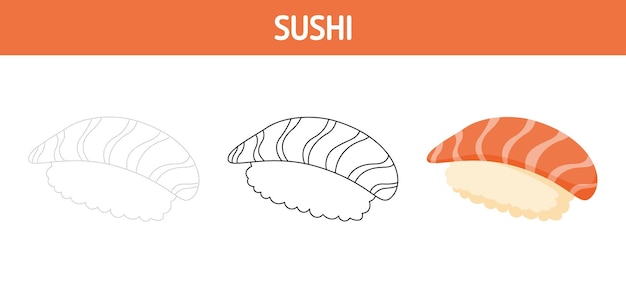 Feuille De Traçage Et De Coloriage De Sushi Pour Les Enfants