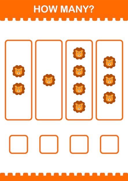 Feuille De Travail Combien De Visages De Lion Pour Les Enfants