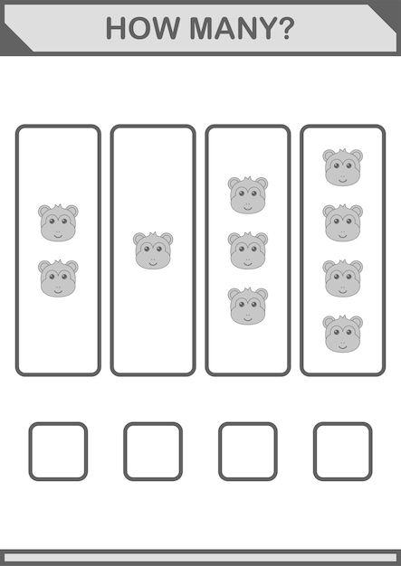 Feuille De Travail Combien De Visages De Singe Pour Les Enfants