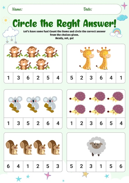 Feuille de travail de mathématiques de soustraction colorée pour la maternelle