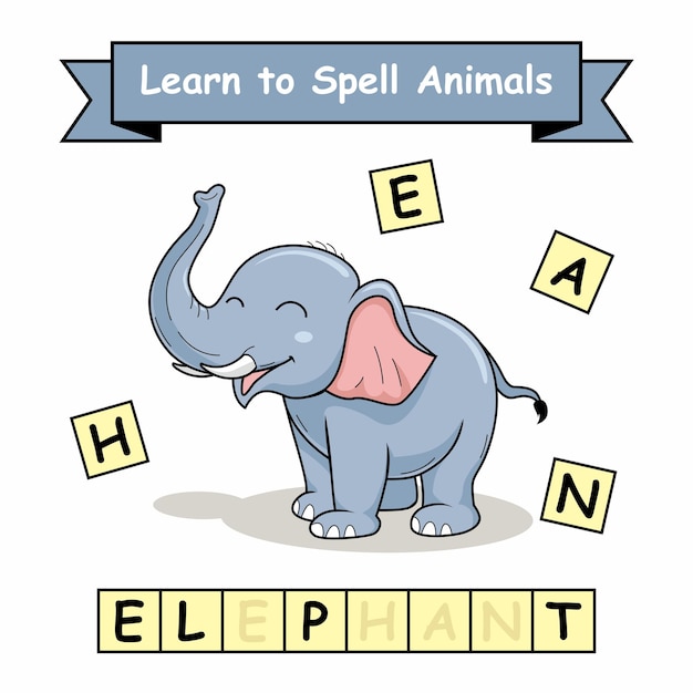 Feuille De Travail Sur Les Noms D'animaux Pour Apprendre à épeler Les éléphants