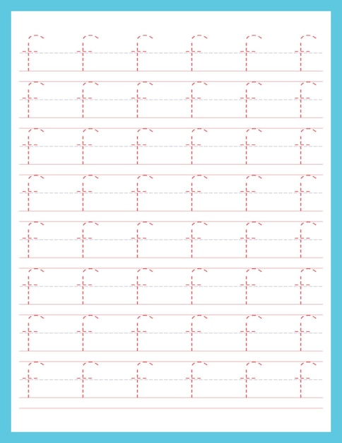 Feuille De Travail Pratique De Traçage De L'alphabet De La Lettre Majuscule De L'écriture Cursive Avec Le Sens De La Flèche F