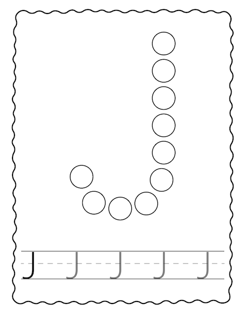 Feuille de travail de traçage de l'alphabet du marqueur de points