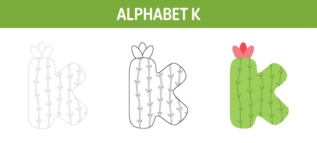 Feuille De Travail De Traçage Et De Coloriage De L'alphabet K Pour Les Enfants