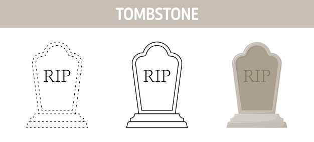 Feuille De Travail De Traçage Et De Coloriage De Pierre Tombale Pour Les Enfants