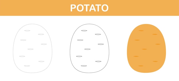 Feuille de travail de traçage et de coloriage de pommes de terre pour les enfants