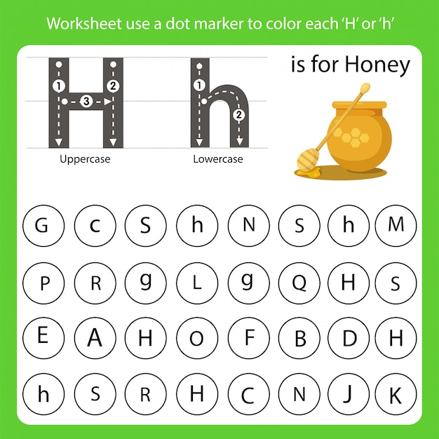 La Feuille De Travail Utilise Un Marqueur à Points Pour Colorer Chaque H