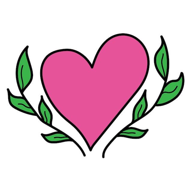 Feuille Verte Et Coeur Rose Illustration Design Vecteur Eps 10