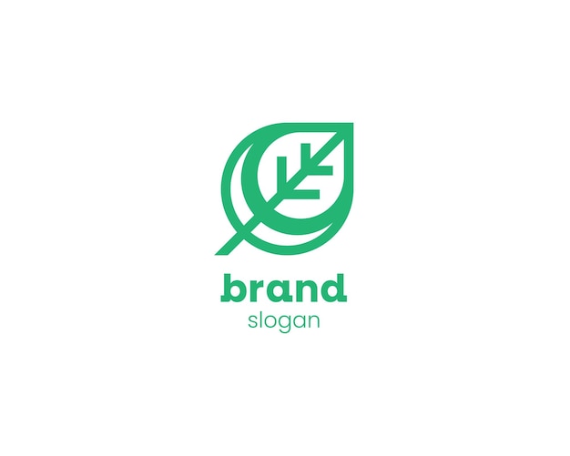 Vecteur feuille verte colorée créative avec un logo en ligne simple