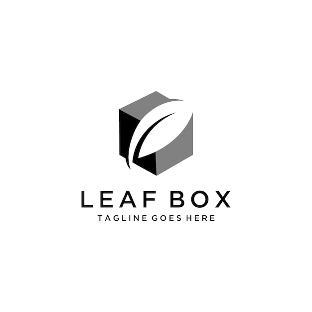 Une feuille verte faite avec la boîte signifie une conception de logo d'emballage respectueuse de l'environnement