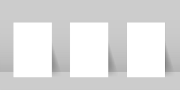 Feuille vierge de papier blanc avec ombre Illustration vectorielle Ensemble de papier A4 et ombre réaliste